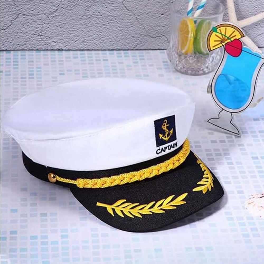 SHEIN Unisex Embroidered Captain’s Hat Sailor Uniform Prop Adjustable Back - Picture 5 of 5